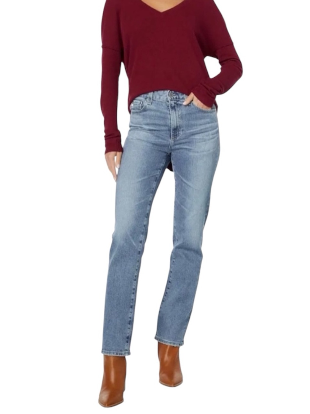 Ag Adriano Goldschmied Straight Leg Jeans in Light Blue Wash Size 26